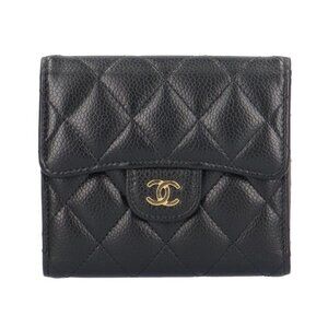 Chanel Classic Small Flap Wallet Quilted Trifold Caviar Leather
